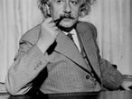 UNITED STATES - OCTOBER 19:  Professor Albert Einstein at his desk on his first day in his new office at Princeton University.  (Photo by Ed Jackson/NY Daily News Archive via Getty Images)