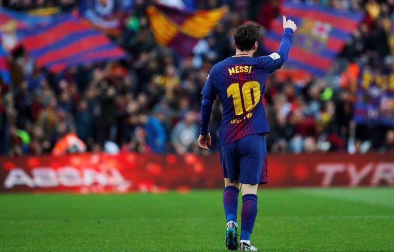 Messi celebra seu gol diante do Atlético de Madrid.