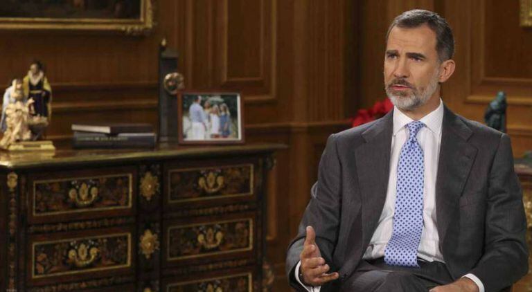 O rei Felipe VI durante sua mensagem de Natal.