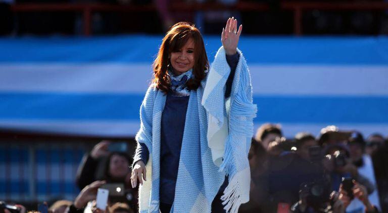 Cristina Fernández de Kirchner no lançamento de sua candidatura, no começo de agosto