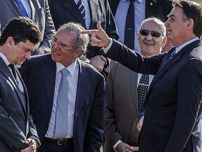 O então ministro da Justiça Sergio Moro, em evento com o presidente Jair Bolsonaro.