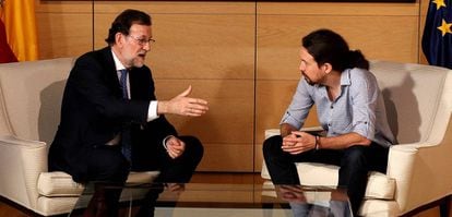 Mariano Rajoy com Pablo Iglesias
