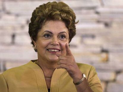 Dilma Rousseff na reuni&atilde;o na Granja do Torto.