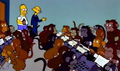 Os macacos escrevendo à máquina do senhor Burns.