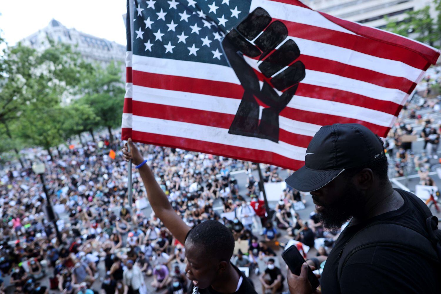 Um protesto em Washington contra a violência dirigida aos afro-americanos.