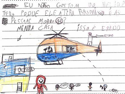 Um dos desenhos enviados crianças da Maré à Justiça do Rio.