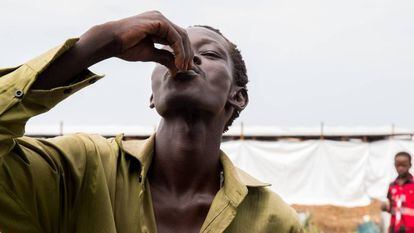 Campanha de vacinação contra o cólera entre a população deslocada no Sudão do Sul.