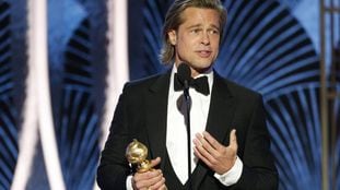 Brad Pitt, ganhador do Globo de Ouro de melhor ator coadjuvante, neste domingo em Los Angeles.