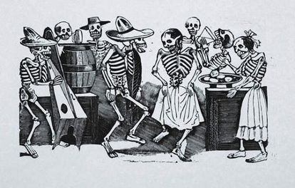 Obra 'El Jarabe en Ultratumba', de José Guadalupe Posada.