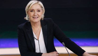 Marine Le Pen nesta segunda-feira, antes da entrevista na TV France 2.