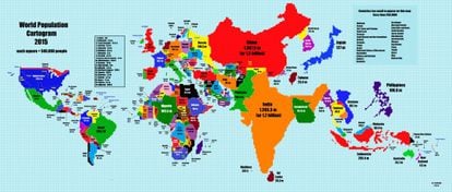 Tamanho dos países segundo sua população em 2015