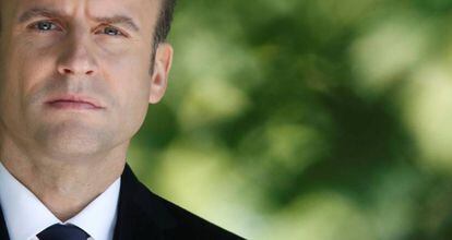 O presidente eleito, Emmanuel Macron, na cerimônia de comemoração da abolição da escravidão.