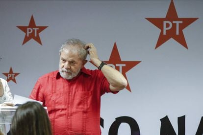 O ex-presidente Lula, no Congresso Nacional do PT. 
