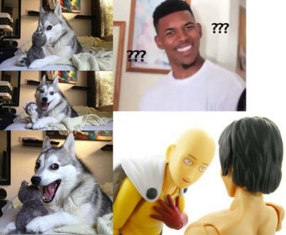 Os memes de ‘Pun Dog’ (cachorro humorista), ‘Confused Nick Young’ (Nick Young confuso) e do One-Punch Man estão na biblioteca dos memes mais compartilhados do KYM.