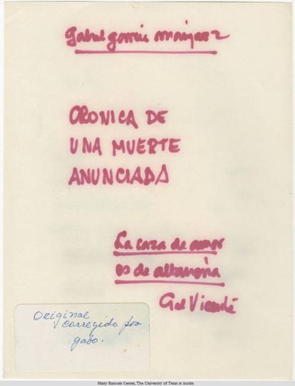 Original manuscrito e datilografado do romance ‘Crônica de uma morte anunciada’, de García Marquez.