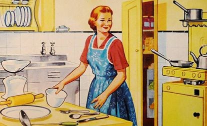 Imagem de um manual de cozinha para mulheres dos anos 50.
