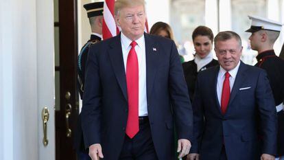 Donald Trump, na quarta-feira, na Casa Branca junto ao Rei da Jordânia.