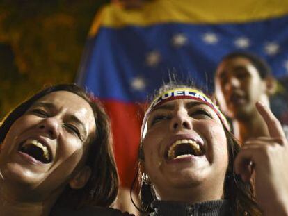 Oposicionistas comemoram em Caracas.