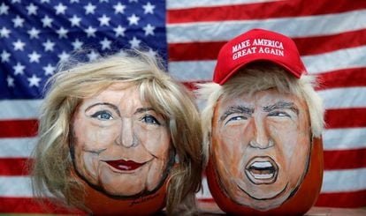 John Kettman, de LaSalle (Illinois), pintou os rostos dos candidatos