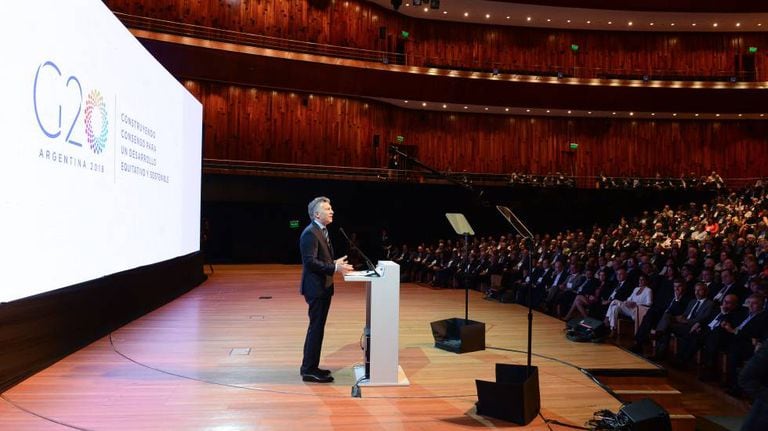 Macri fala durante posse da presidência temporária da Argentina no G-20