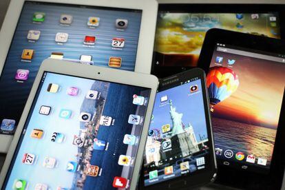 Tablets de diferentes tamanhos e fabricantes.