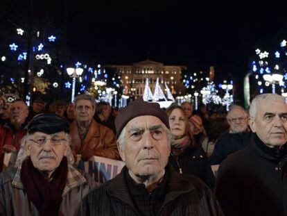 Protesto de aposentados, na quarta-feira, em Atenas.