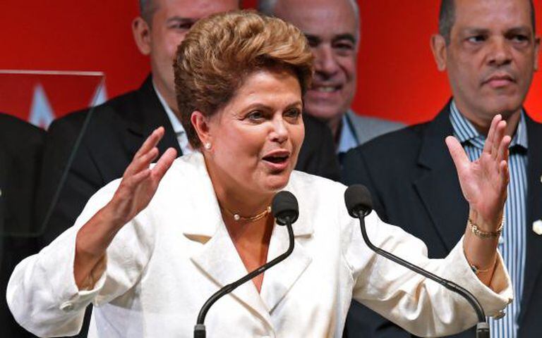 Dilma Rousseff durante discurso após a vitória.