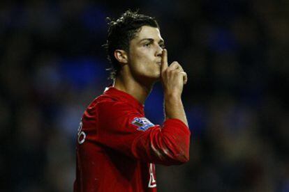 Cristiano Ronaldo comemora gol marcado pelo United em 2008.