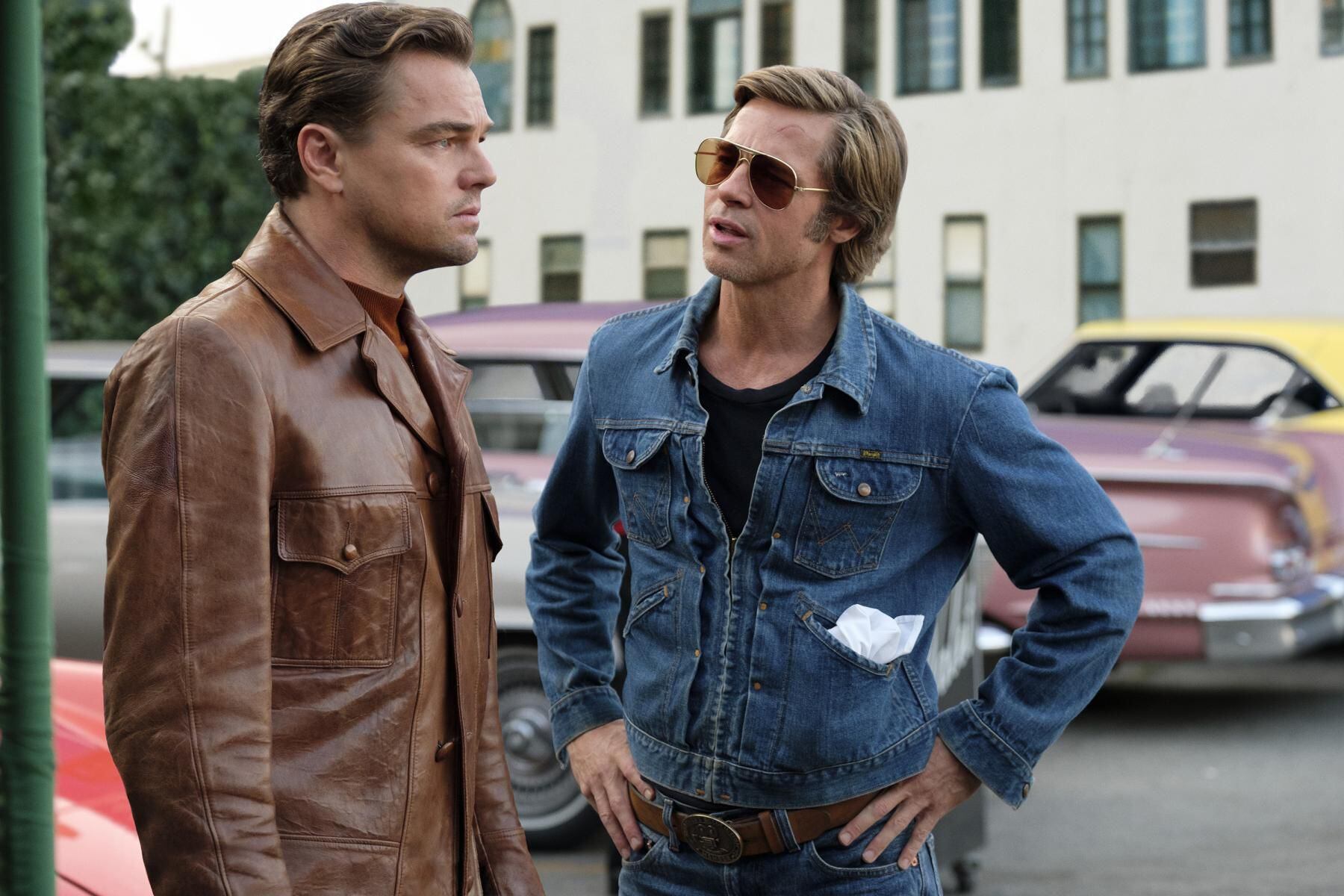 Pitt e DiCaprio, como Cliff e Rick, em ‘Era Uma Vez... em Hollywood’ (2019).