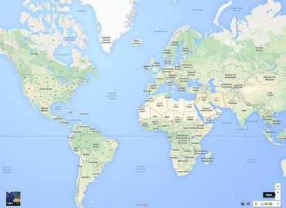 A projeção de Mercator no Google Maps.