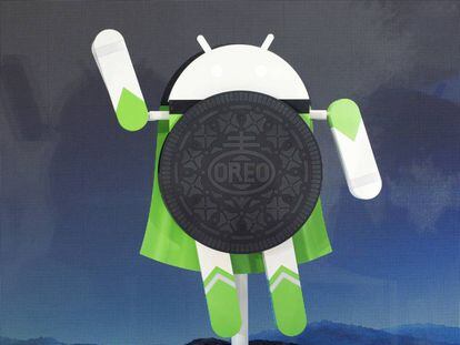Escultura do Android 8.0 Oreo, novo sistema operacional do Google, no evento de lançamento em Nova York.