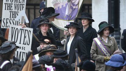 Cena do filme 'As Sufragistas', que aborda a luta das mulheres por igualdade de direitos no Reino Unido.