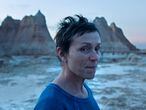This image released by Searchlight Pictures shows Frances McDormand in a scene from the film "Nomadland."  (Searchlight Pictures via AP)