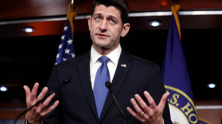 O porta-voz da Câmara dos Representantes, o republicano Paul Ryan, em entrevista coletiva na semana passada