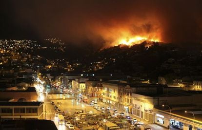 O fogo em Valparaíso.