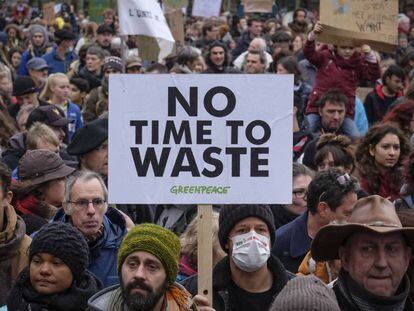 Manifestação em Bruxelas, domingo passado, contra a mudança climática.