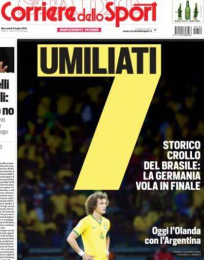 Capa do jornal italiano &#039;Corriere dello Sport&#039;.