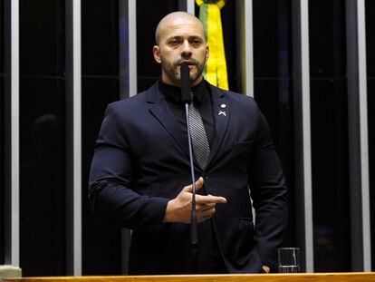 O deputado Daniel Silveira durante discurso em março de 2019, na Câmara.