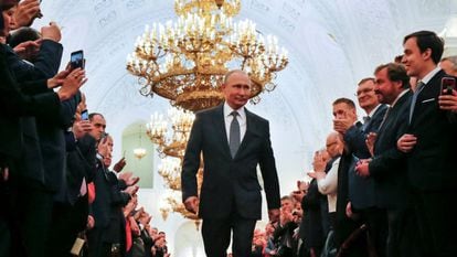Putin antes da cerimônia de posse no Kremlin, em Moscou, nesta segunda-feira, dia 7 de maio