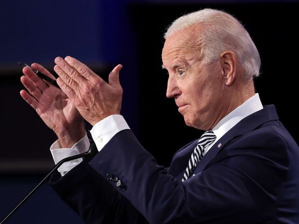 CLEVELAND, OHIO - SEPTEMBER 29: Democratic presidential nominee Joe Biden participates in the first presidential debate against U.S. President Donald Trump at the Health Education Campus of Case Western Reserve University on September 29, 2020 in Cleveland, Ohio. This is the first of three planned debates between the two candidates in the lead up to the election on November 3. Win McNamee/Getty Images/AFP == FOR NEWSPAPERS, INTERNET, TELCOS & TELEVISION USE ONLY ==