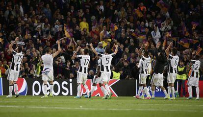 Jogadores da Juventus comemoram a passagem para as semifinais.