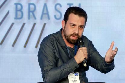 Guilherme Boulos durante um seminário de tecnologia e inclusão digital realizado em 7 de agosto de 2018 em São Paulo.