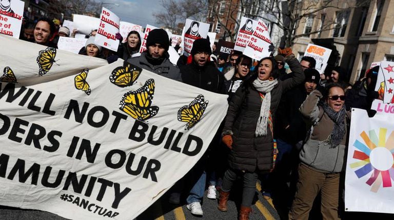 Manifestantes em Washington.