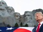 US President Donald Trump arrives for the Independence Day events at Mount Rushmore National Memorial in Keystone, South Dakota, July 3, 2020. (Photo by SAUL LOEB / AFP)