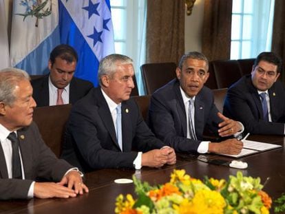 Os presidentes de El Salvador, Guatemala, EUA e Honduras.