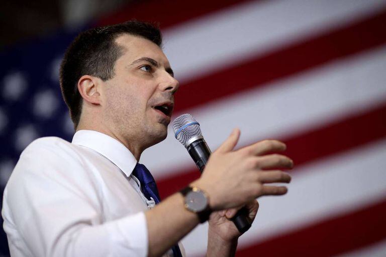 Na foto, o pré-candidato democrata Pete Buttigieg, em New Hampshire.