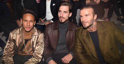 Neymar, Trapp e Beckham no desfile da Louis Vuitton.