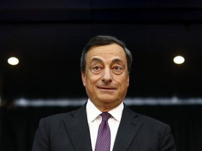 O presidente do BCE numa entrevista coletiva esta quinta-feira.
