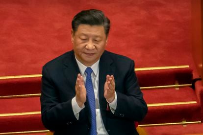 O presidente chinês, Xi Jinping, na sessão de 2020 da Assembleia Nacional Popular, em Pequim.