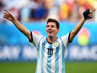 Lionel Messi comemora a vitória.